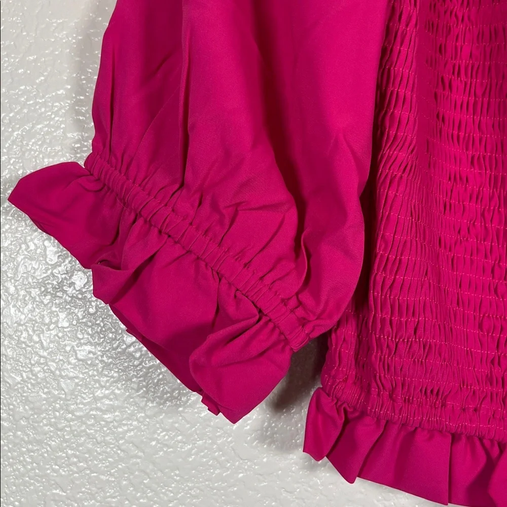 Fuchsia pink shocked bust top, size 3X - Picture 2 of 8